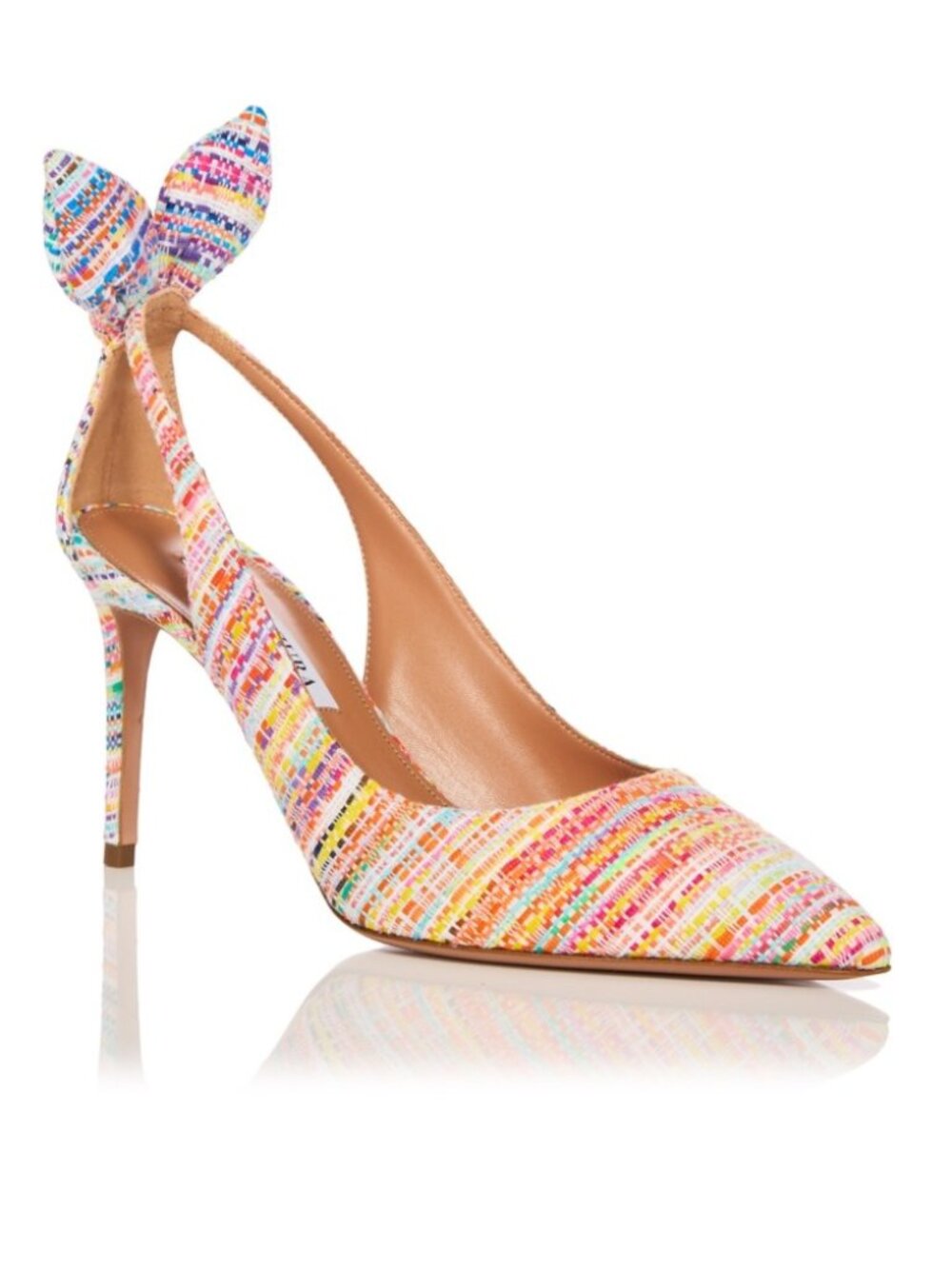 Aquazzura Bow Tie Multicolor Pointed Toe Stiletto Pumps EU 37.5 US 7.5 NWT
